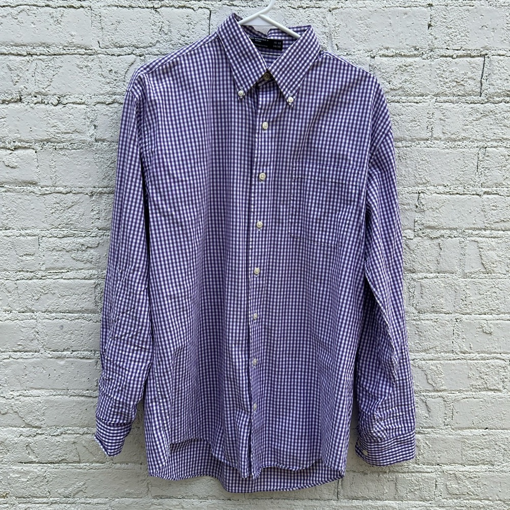 Nautica purple plaid button down 15 1/2 34/35